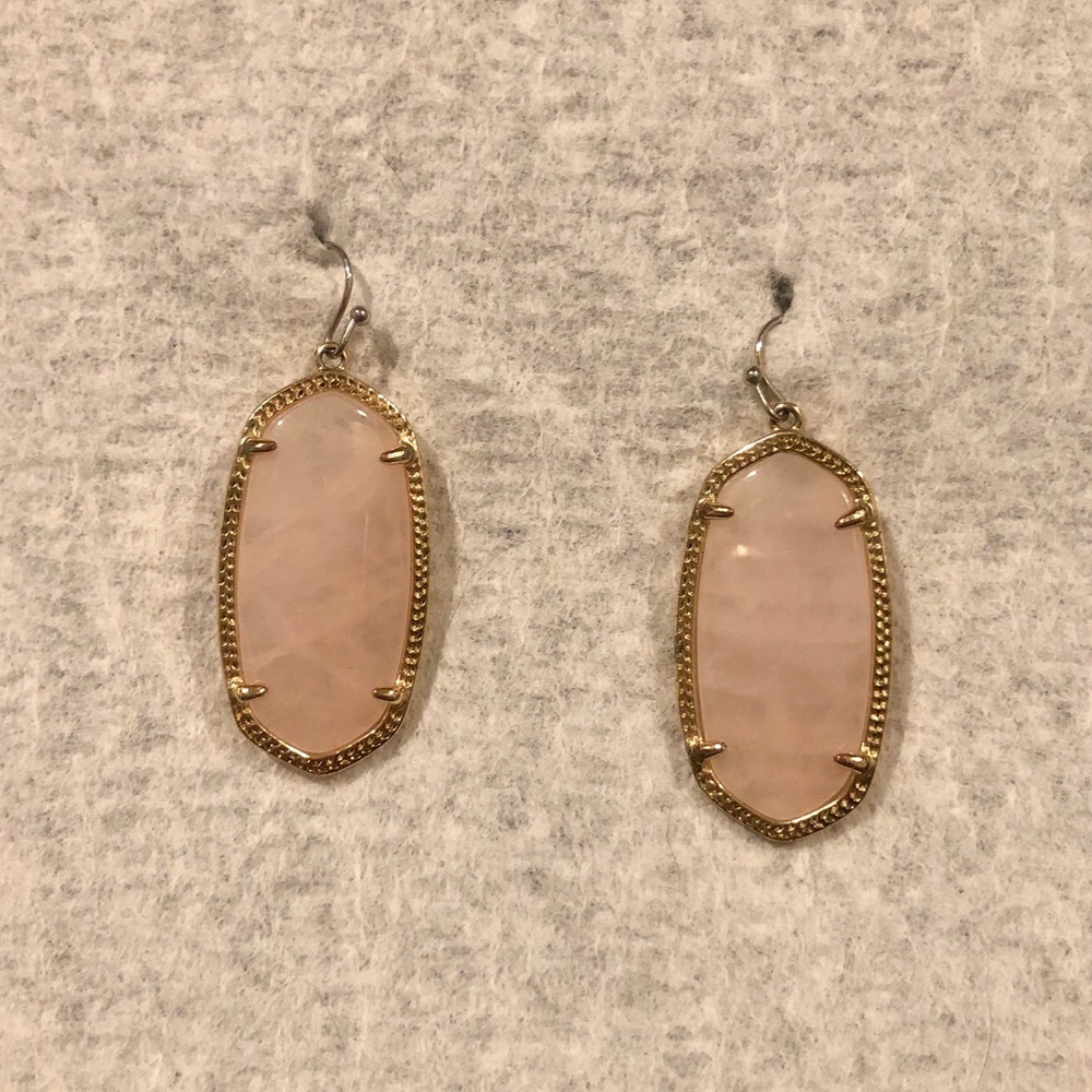 Kendra Scott signature earrings, rose quartz